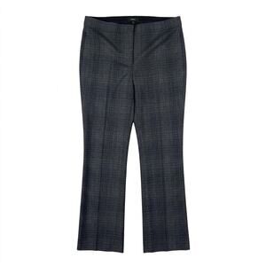 Theory Plaid Wool Blend Flat Front Gray Pants | Size 6